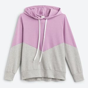 Kaileigh Joanna Chevron Hoodie | Lilac Gray Colorblock Knit Top